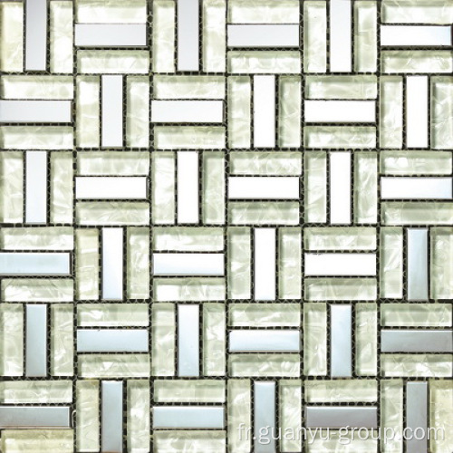 White Glass Block Mix Mosaic d&#39;aluminium